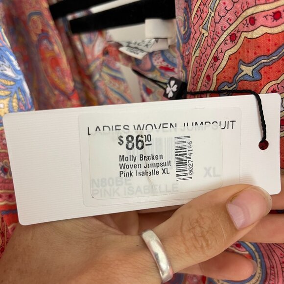 Molly Bracken Women's Multicolor Pink Isabelle Paisley Woven Jumpsuit Size S/XL - Picture 13 of 15